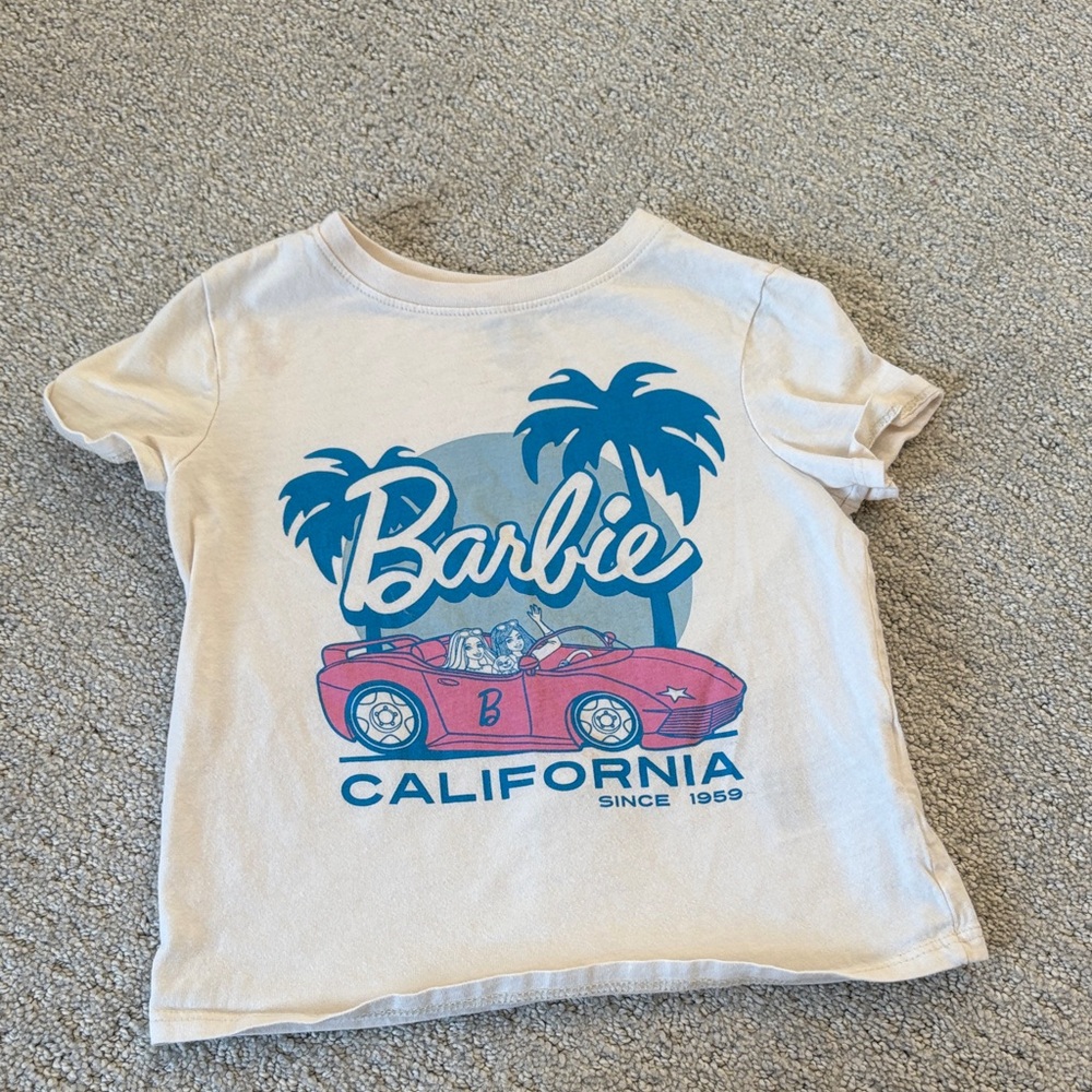 Barbie Kids' Cream Tee with Blue and Red Graphic